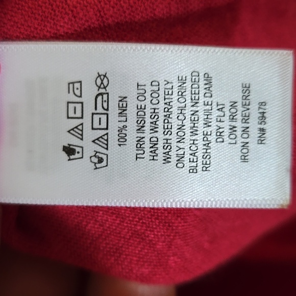 Adrienne Vittadini Red Linen 3/4 Sleeve Top Size Large - Picture 7 of 7